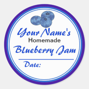 Personalised Jam Jar Labels Blueberry Jam Round
