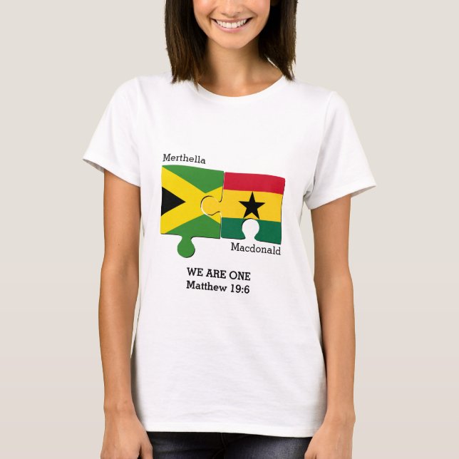 Personalised JAMAICA GHANA Christian Flag T-Shirt (Front)