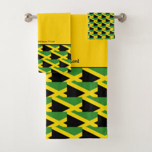 Personalised JAMAICAN FLAG Pattern Christian  Bath Towel Set