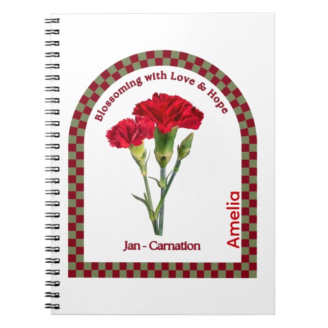 Personalised January Birth Month Flower Notebook (Front)