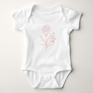 Personalised January Carnation Birth Flower Baby Bodysuit