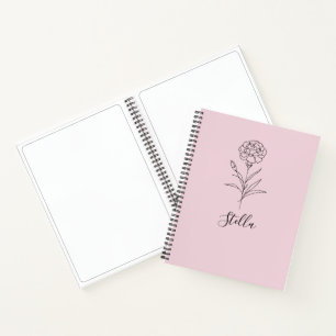 Personalised January Carnation Birth Flower Notebook