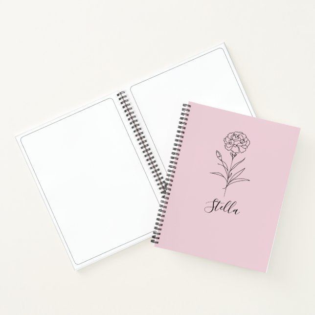 Personalised January Carnation Birth Flower  Notebook (Inside)