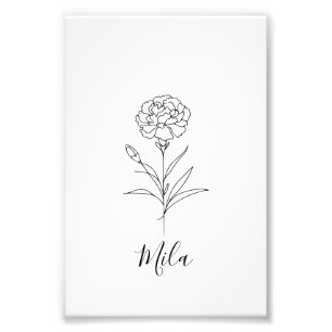 Personalised January Carnation Birth Flower Photo Print