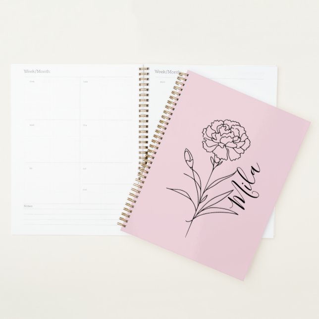 Personalised January Carnation Birth Flower  Planner (Display)