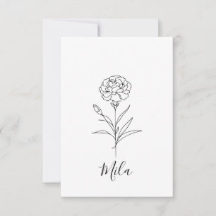 Personalised January Carnation Birth Flower  Thank You Card