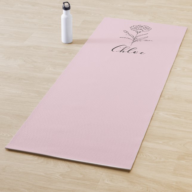 Personalised January Carnation Birth Flower  Yoga Mat (In Situ)
