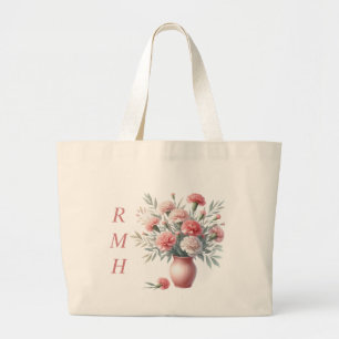 Personalised January Carnation Tote Bag