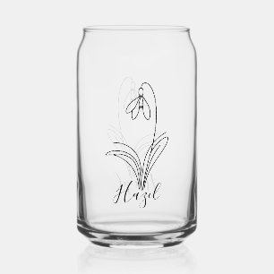 Personalised January snowdrop Birth Flower Can Glass