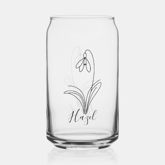 Personalised January snowdrop Birth Flower  Can Glass (Front)