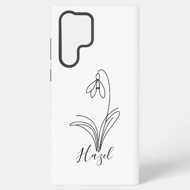 Personalised January snowdrop Birth Flower  Samsung Galaxy S22 Ultra Case (Back)