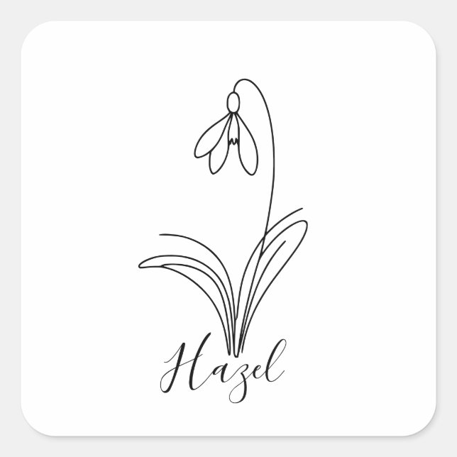 Personalised January snowdrop Birth Flower  Square Sticker (Front)