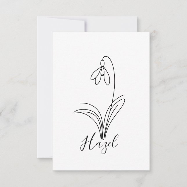 Personalised January snowdrop Birth Flower  Thank You Card (Front)