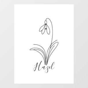Personalised January snowdrop Birth Flower  Window Cling
