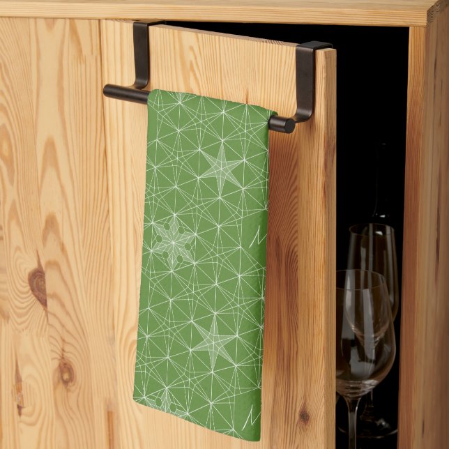 Personalised Japandi style Snowflake design Tea Towel (Thirds Fold)