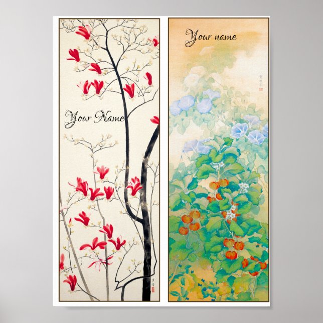 Personalised Japanese Art Motif 2 Bookmarks Poster (Front)