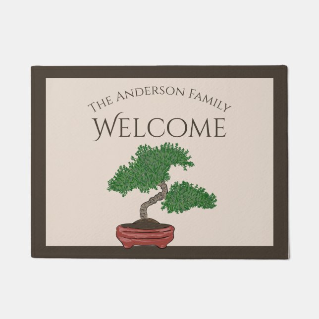 Personalised Japanese Bonsai Tree Welcome Mat (Front)