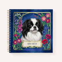 Personalised Japanese Chin Blue Notebook