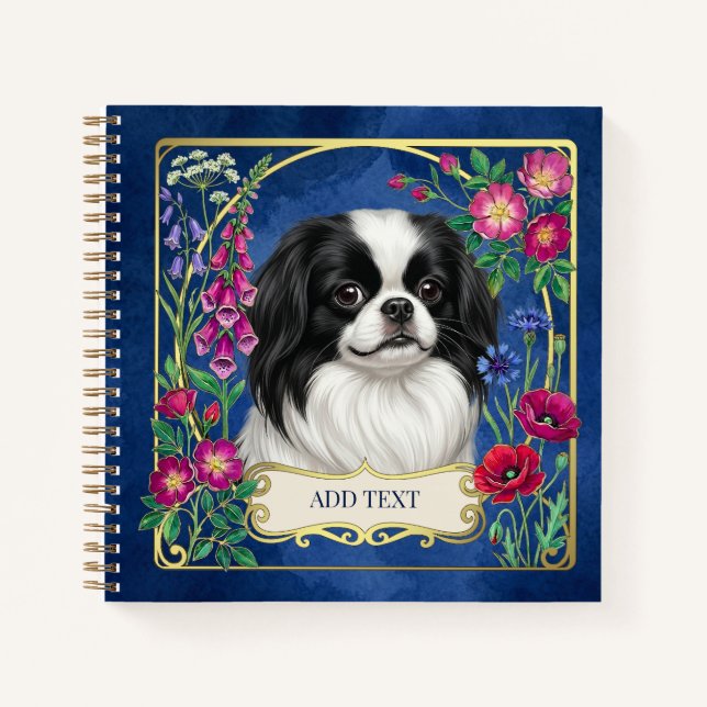 Personalised Japanese Chin Blue Notebook (Front)