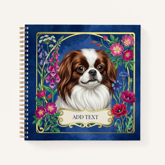 Personalised Japanese Chin Blue Notebook (Front)