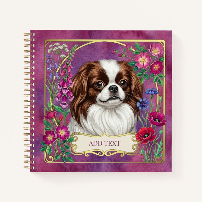 Personalised Japanese Chin Pink Notebook (Front)