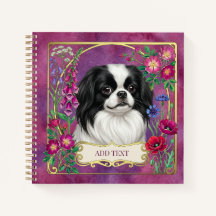 Personalised Japanese Chin Pink Notebook