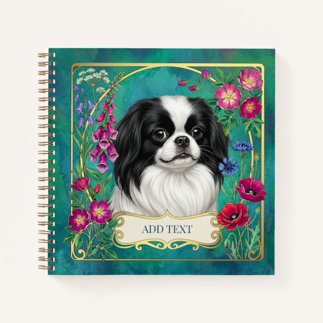 Personalised Japanese Chin Teal Notebook (Front)