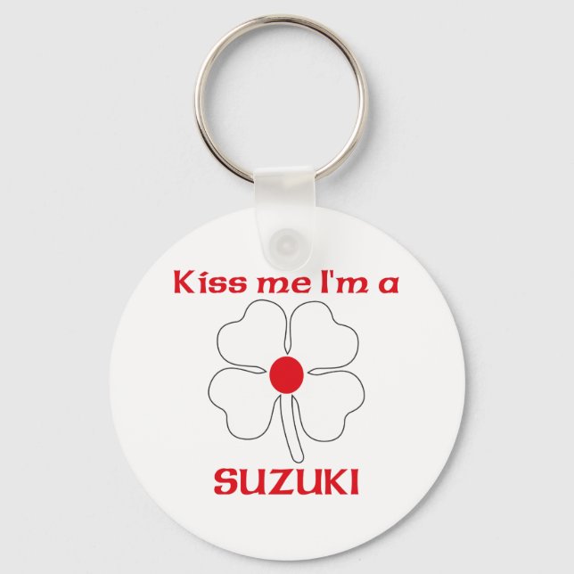 Personalised Japanese Kiss Me I'm Suzuki Key Ring (Front)