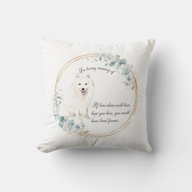 Personalised Japanese Spitz Memorial Cushion (Front)
