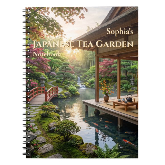Personalised Japanese Tea Garden Spiral Notebook (Front)