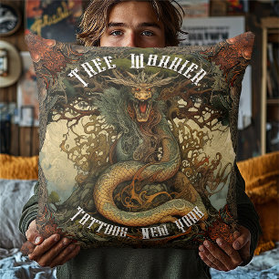 Personalised Japanese Tree Dragon Tattoo Parlour Cushion