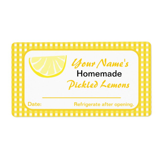 Personalised Jar Stickers Lemon Preserves (Front)