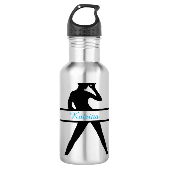 Personalised Jazz Dancer Silhouette Water Bottle (Front)