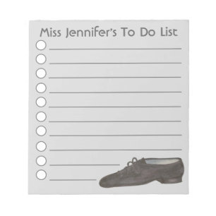 Personalised Jazz Shoe Dance Teacher To Do List Notepad