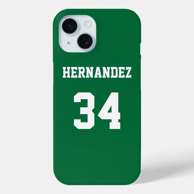 Personalised Jersey Name Number Green and White Case-Mate iPhone Case (Back)