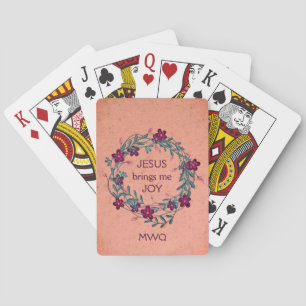 Personalised JESUS BRINGS ME JOY Floral Christian Playing Cards