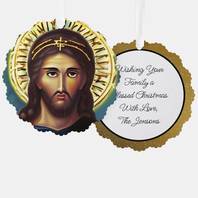 Personalised Jesus Christmas Religious Christian Tree Decoration Card (Front/Back)