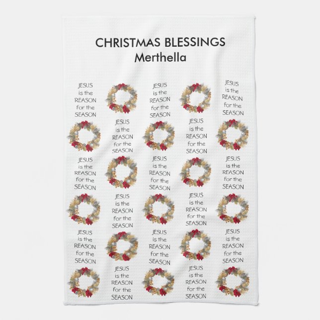 Personalised JESUS IS THE REASON Tea Towel (Vertical)