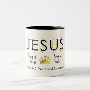 Personalised JESUS King of kings Christian Two-Tone Coffee Mug