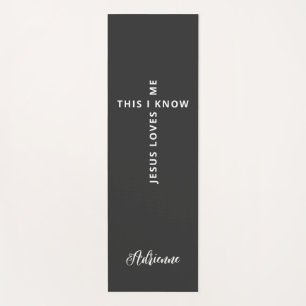 Personalised Jesus Loves Me Black White Reversible Yoga Mat