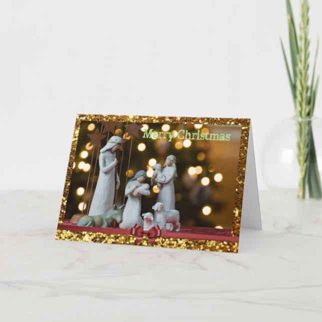 Personalised Jesus & The Shepherds Christmas Card (Front)