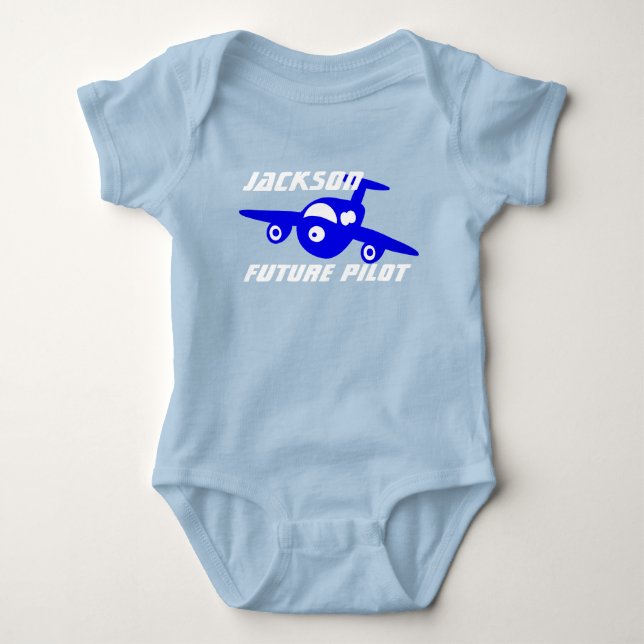 Personalised Jet "Future Pilot" Baby Bodysuit (Front)