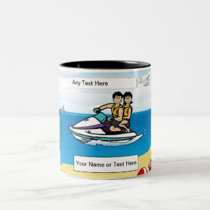 Personalised Jet Ski - Couple Cartoon Two-Tone Coffee Mug