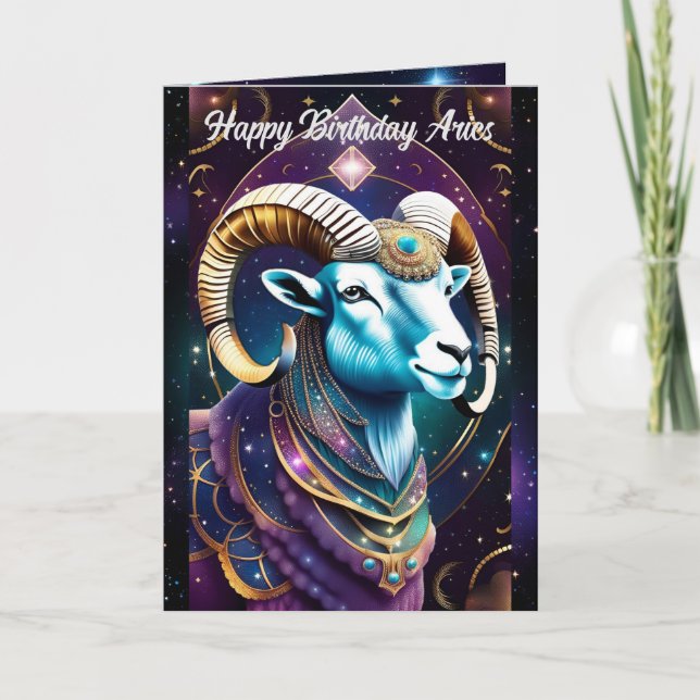 Personalised Jewel Galaxy Zodiac Aries Card (Front)