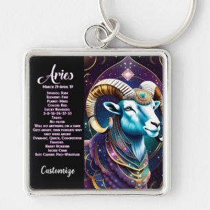 Personalised Jewel Galaxy Zodiac Aries Key Ring