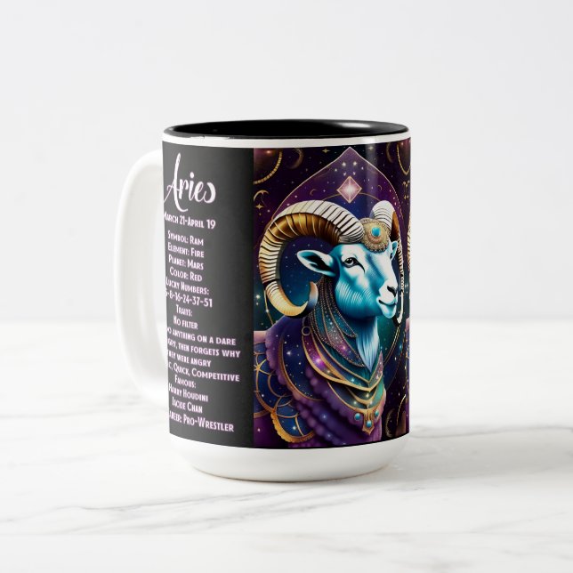 Personalised Jewel Galaxy Zodiac Aries Two-Tone Coffee Mug (Front Left)