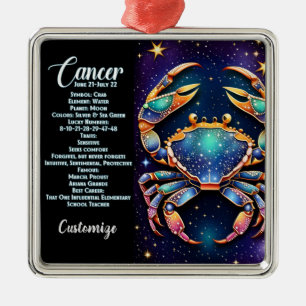 Personalised Jewel Galaxy Zodiac Cancer Metal Tree Decoration