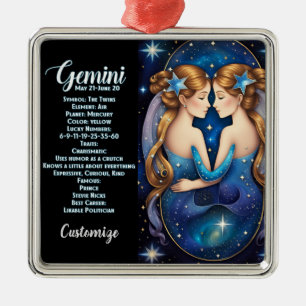 Personalised Jewel Galaxy Zodiac Gemini Metal Tree Decoration