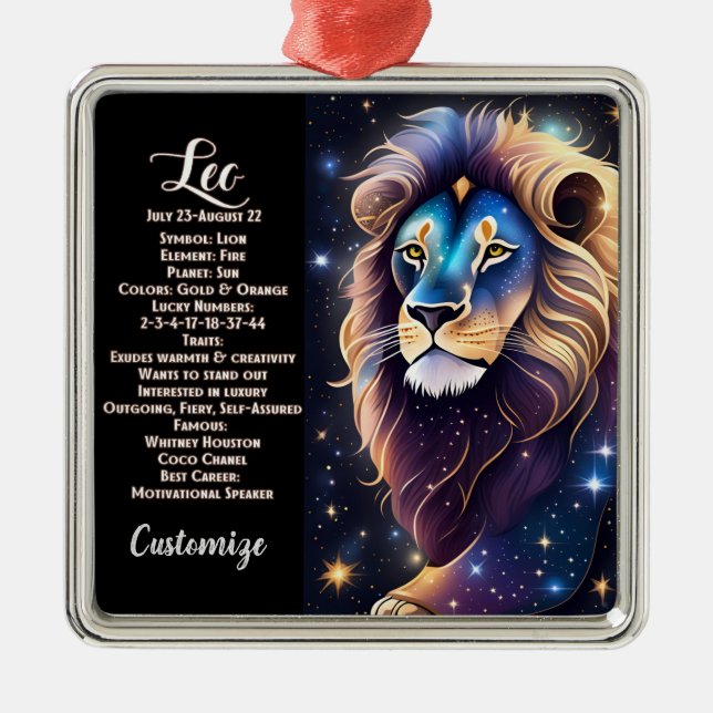 Personalised Jewel Galaxy Zodiac Leo Metal Tree Decoration (Front)