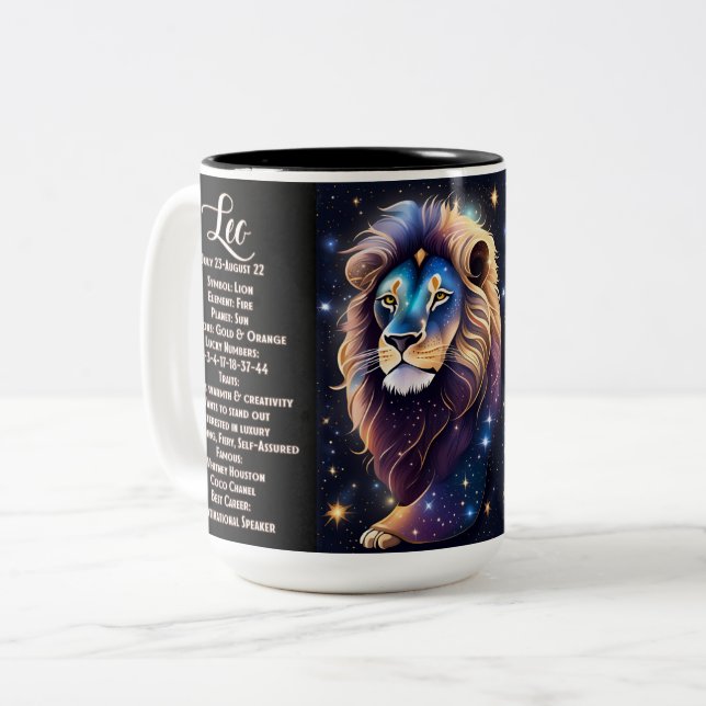 Personalised Jewel Galaxy Zodiac Leo Two-Tone Coffee Mug (Front Left)